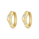 Pear and Round Diamond Chevron Huggie Earrings in 14k yellow gold