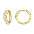 Pear and Round Diamond Chevron Huggie Earrings in 14k yellow gold