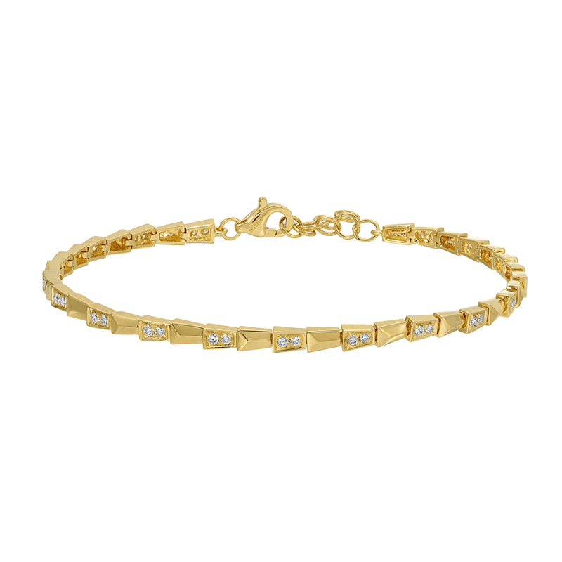 14K Gold Serpentine Pattern Diamond Bracelet showcasing intricate design and sparkling diamonds.