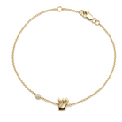 Mini Hebrew Initial Gemstone Bezel Bracelet featuring a Hebrew letter and a diamond in 14k gold.
