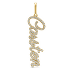 Personalized Script Diamond Nameplate Necklace Charm in 14k gold with sparkling diamonds.