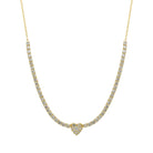 Heart Center Lab Diamond Tennis Necklace in 14k yellow gold