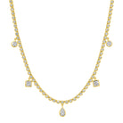 Multi Shape Lab Diamond Dangle Tennis Necklace in 14k yellow gold