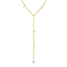Floating Lab Diamond Paper Clip Y Necklace in 14k yellow gold, Izakov Fine Jewelry