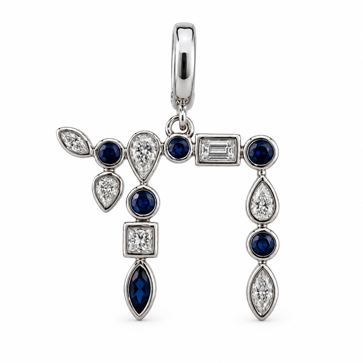 Hebrew Chai Multi Shape Diamond Pendant, view 6, Izakov Fine Jewelry