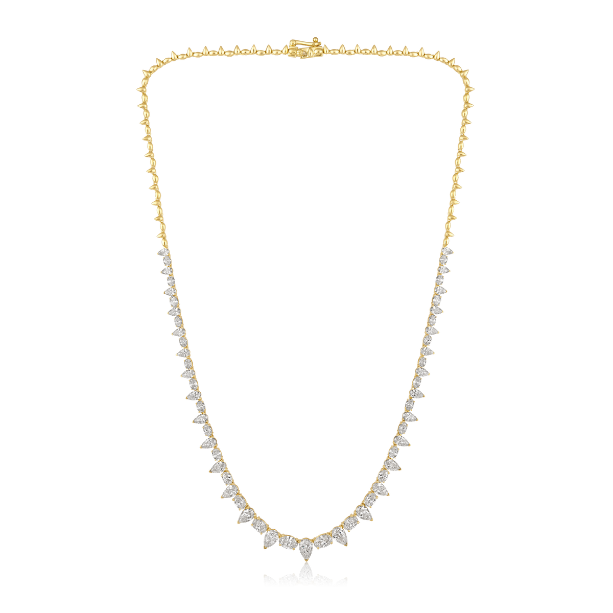 Graduated Pear Diamond Riviera Necklace in 14k yellow gold