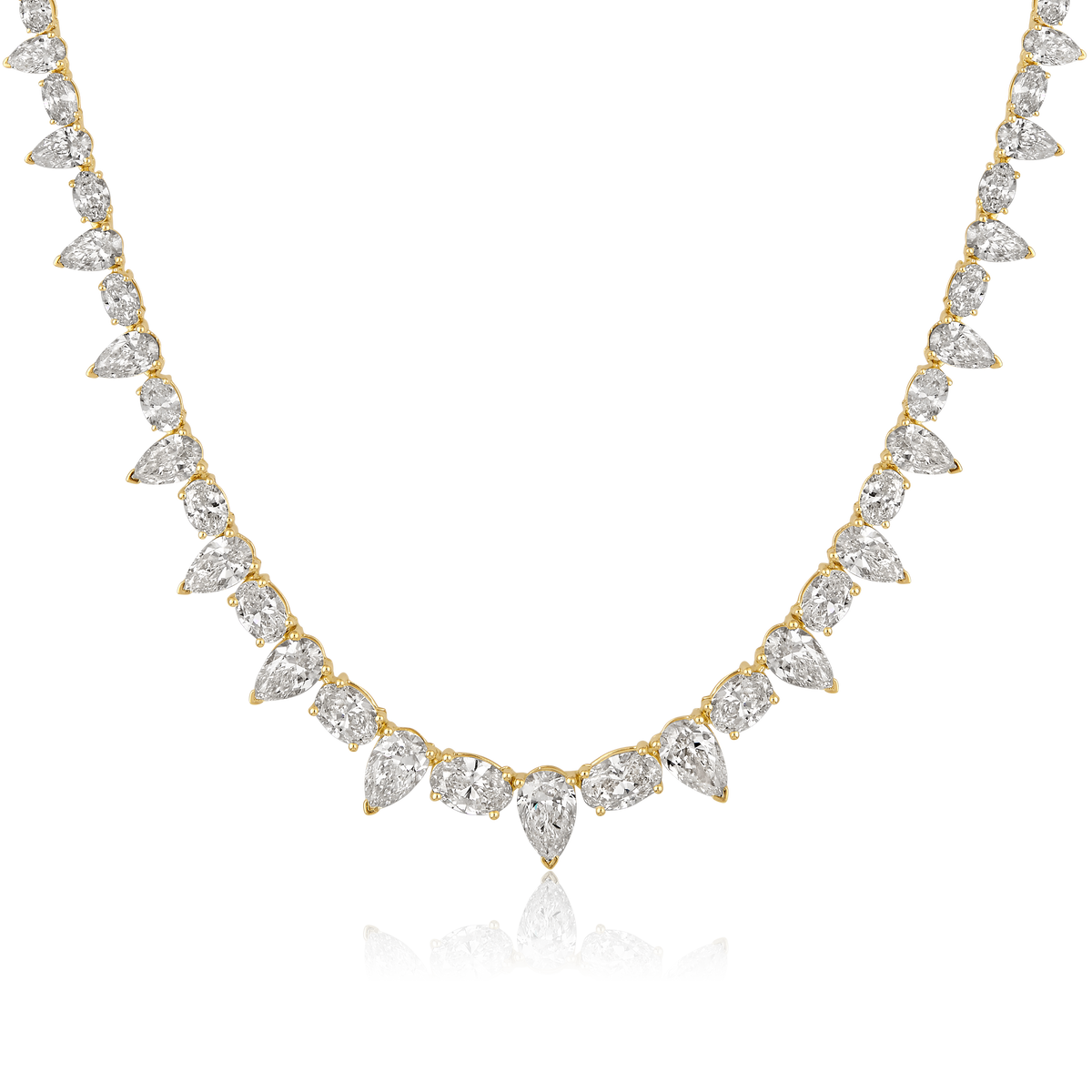 Graduated Pear Diamond Riviera Necklace in 14k yellow gold