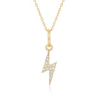 Small Lightning Diamond Necklace Charm in 14K gold with diamonds, designed by Izakov Fine Jewelry.