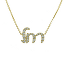 Personalized Hebrew Diamond Nameplate Necklace in 14k gold with sparkling diamond accents, designed by Izakov Fine Jewelry.