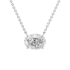 Floating Solitaire Lab-Grown Diamond Necklace from Izakov Fine Jewelry featuring an oval diamond and delicate chain.