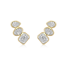 Trio Multi Shape Diamond Bezel Stud Earrings in 14k yellow gold