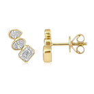 Trio Multi Shape Diamond Bezel Stud Earrings in 14k yellow gold