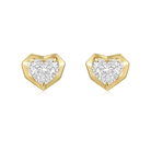 Heart Diamond Bezel Geometric Stud Earrings in 14k yellow gold