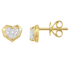 Heart Diamond Bezel Geometric Stud Earrings in 14k yellow gold