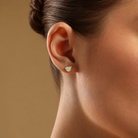 Heart Diamond Bezel Geometric Stud Earrings in 14k yellow gold