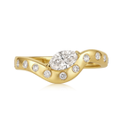 Marquise Diamond Flush Wave Dome Ring in 14k yellow gold
