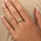 East West Marquise Diamond Pavé Wrap Ring in 14k yellow gold
