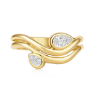 Double Pear Diamond Bezel Swirl Wrap Ring in 14k yellow gold