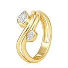 Double Pear Diamond Bezel Swirl Wrap Ring in 14k yellow gold