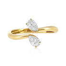 Double Pear Diamond Bypass Ring in 14k yellow gold