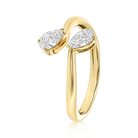 Double Pear Diamond Bypass Ring in 14k yellow gold