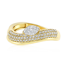 East West Marquise Diamond Pavé Wave Ring in 14k yellow gold