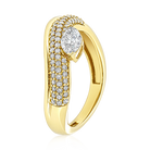 East West Marquise Diamond Pavé Wave Ring in 14k yellow gold