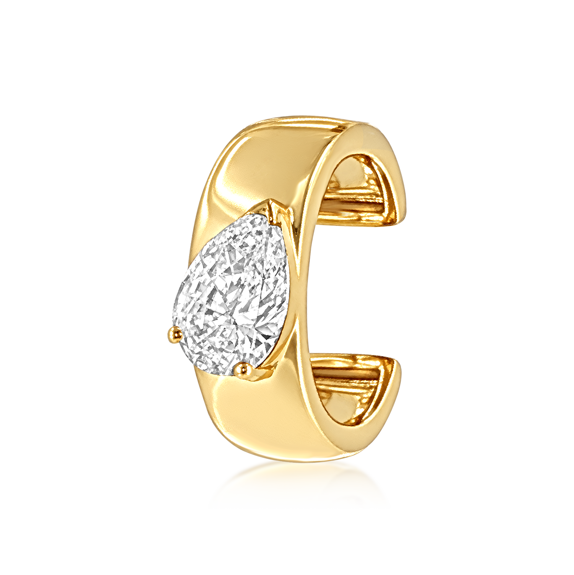 Flush Pear Diamond Ear Cuff in 14k yellow gold