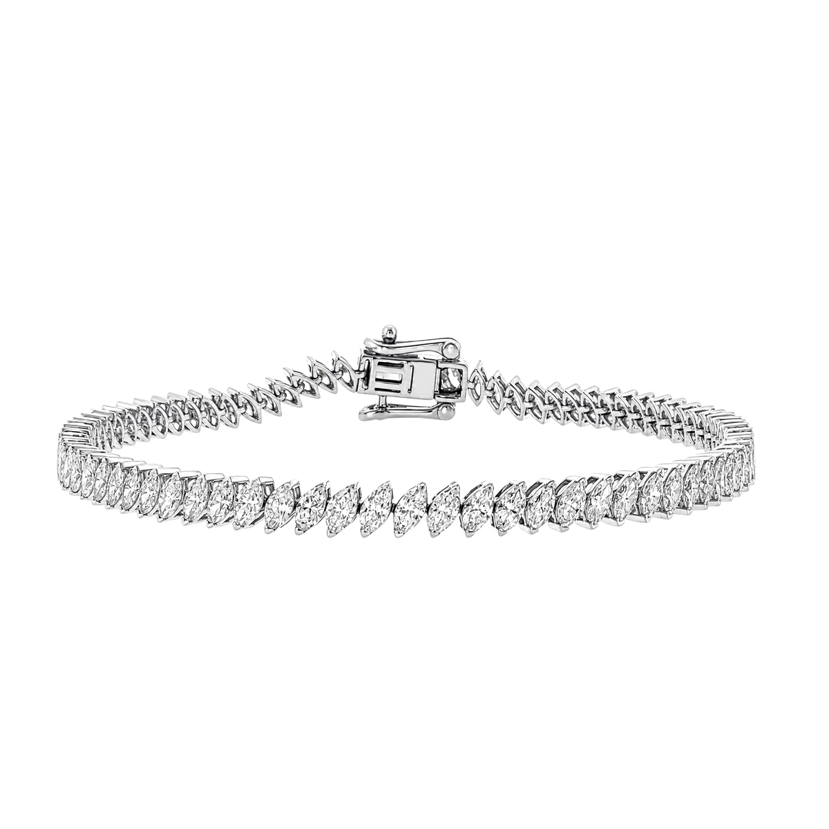 East West Pear Diamond Tennis Bracelet in 14k white gold