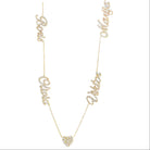 Personalized Multiple Nameplates Heart Diamond Necklace from Izakov Fine Jewelry featuring gold nameplates and micro pave diamonds.