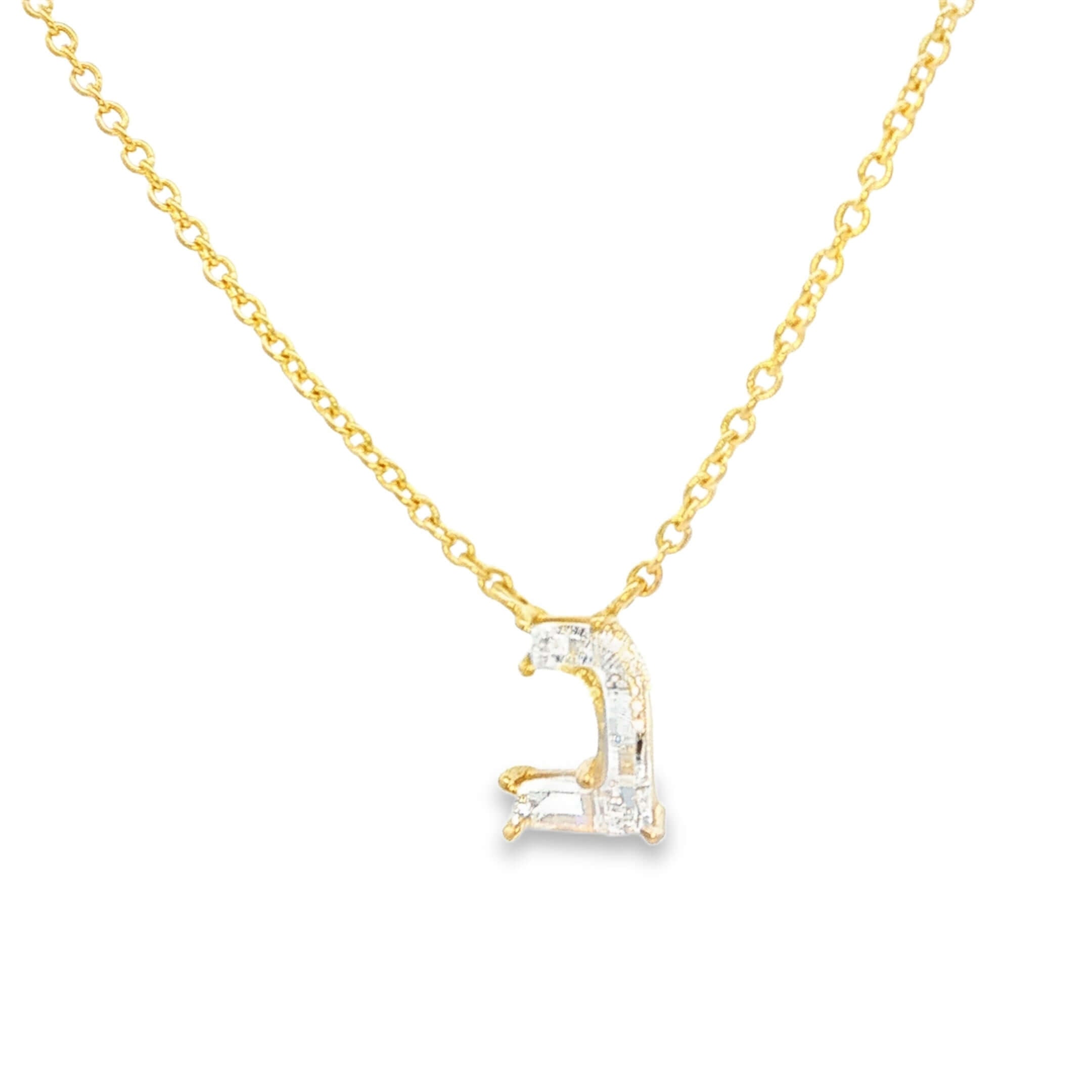 14K Gold Solid Lab Diamond Hebrew Initial Necklace featuring a lab-grown diamond Hebrew letter pendant.