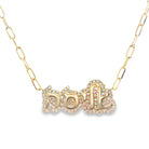 Hebrew Personalized Diamond Cloud Nameplate Necklace from Izakov Fine Jewelry featuring gold and diamond accents.