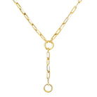 Knife Edge Paper Clip Link Lariat Gold Necklace showcasing the elegant chain design by Izakov Fine Jewelry.