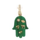 Jewish Charms Hamsa Gemstone Pendant © featuring malachite and diamond accents, crafted by Izakov Fine Jewelry.