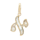 Baguette Diamond Hebrew Initial Necklace Charm featuring precision-set baguette diamonds in 14K Gold by Izakov Fine Jewelry.