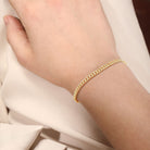 Pavé Diamond Cuban Link Chain Bracelet in 14k yellow gold
