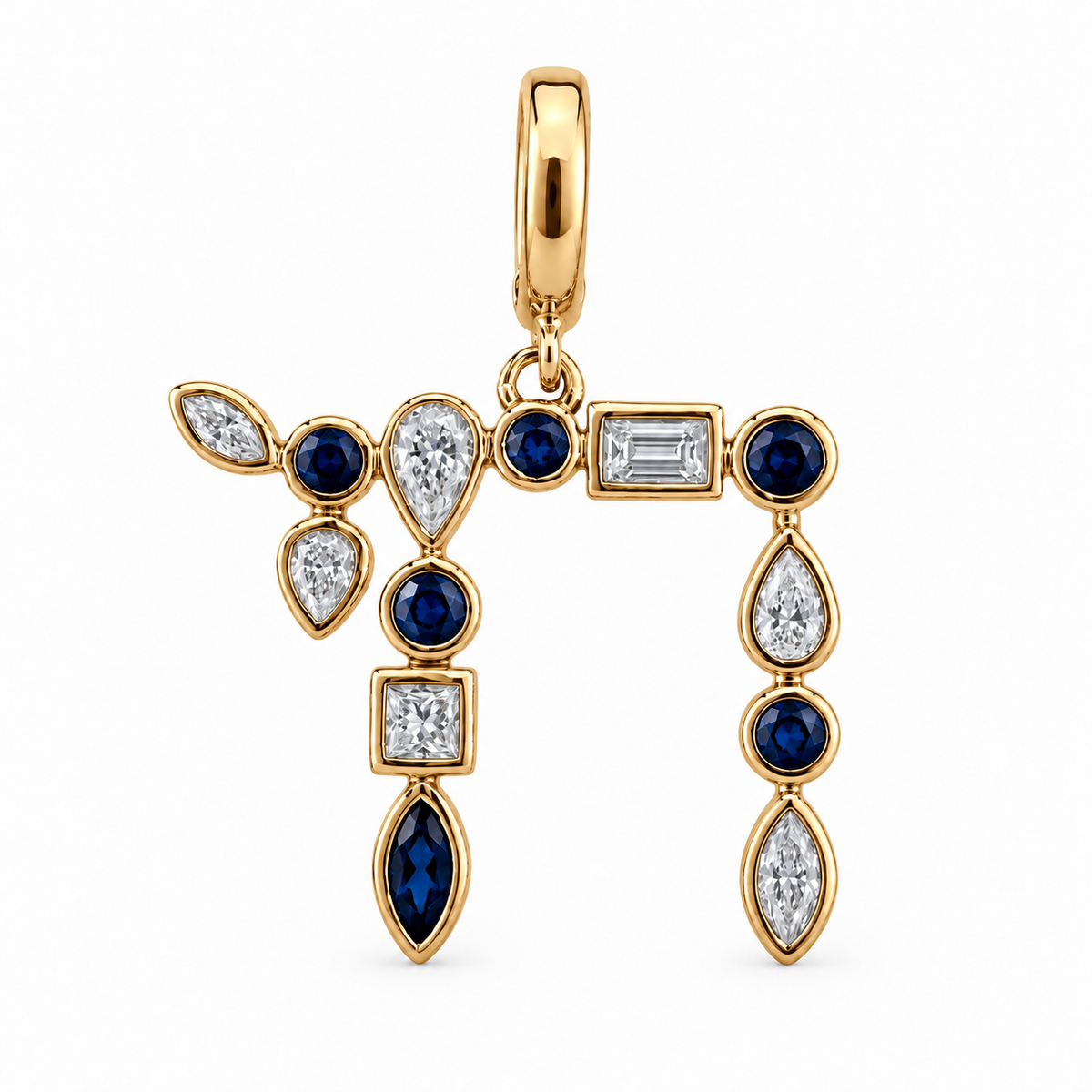 Hebrew Chai Multi Shape Diamond Pendant, view 5, Izakov Fine Jewelry