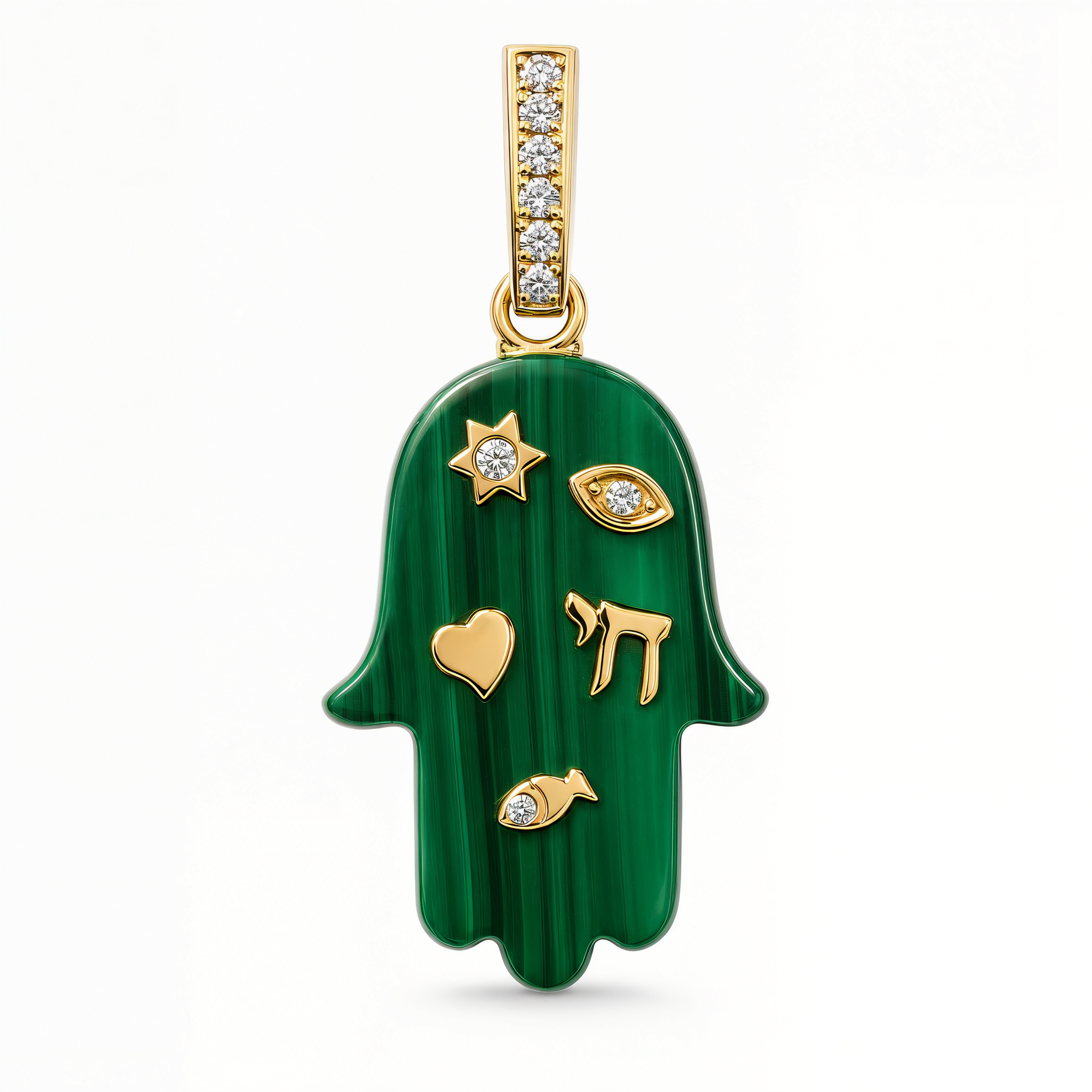 Jewish Charms Hamsa Gemstone Pendant ©