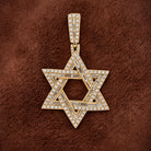 Baguette & Round Diamond Star of David Pendant © in 14K yellow gold, styled, Izakov Fine Jewelry