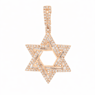 Baguette & Round Diamond Star of David Pendant in 14k yellow gold with baguette and round diamonds.