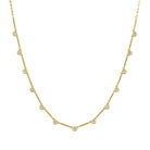Bar link bezel diamond station necklace in 14k yellow gold