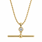 Bezel diamond toggle bar necklace on a diamond-cut bead chain in 14k yellow gold