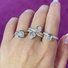 Bezel Lab Diamond Micro Pave Ring displayed on hand with various styles in 14k gold and lab diamonds.