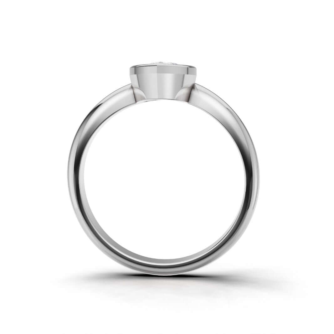 Curved Lab Diamond Bezel Ring showcasing a sleek design with a central bezel-set lab diamond and a polished band.