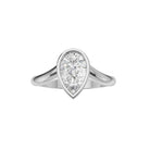 Curved Lab Diamond Bezel Ring featuring a pear-shaped lab diamond in a sleek band design.