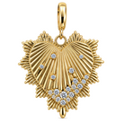 Fluted Gold Heart Diamond Pendant