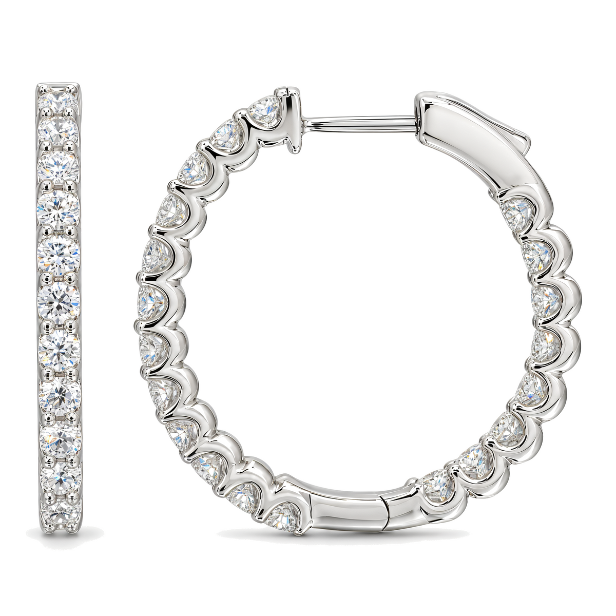 Scalloped Inside-Out Lab Diamond Hoop Earrings