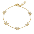 Micro Pave Diamond Butterflies Station Bracelet