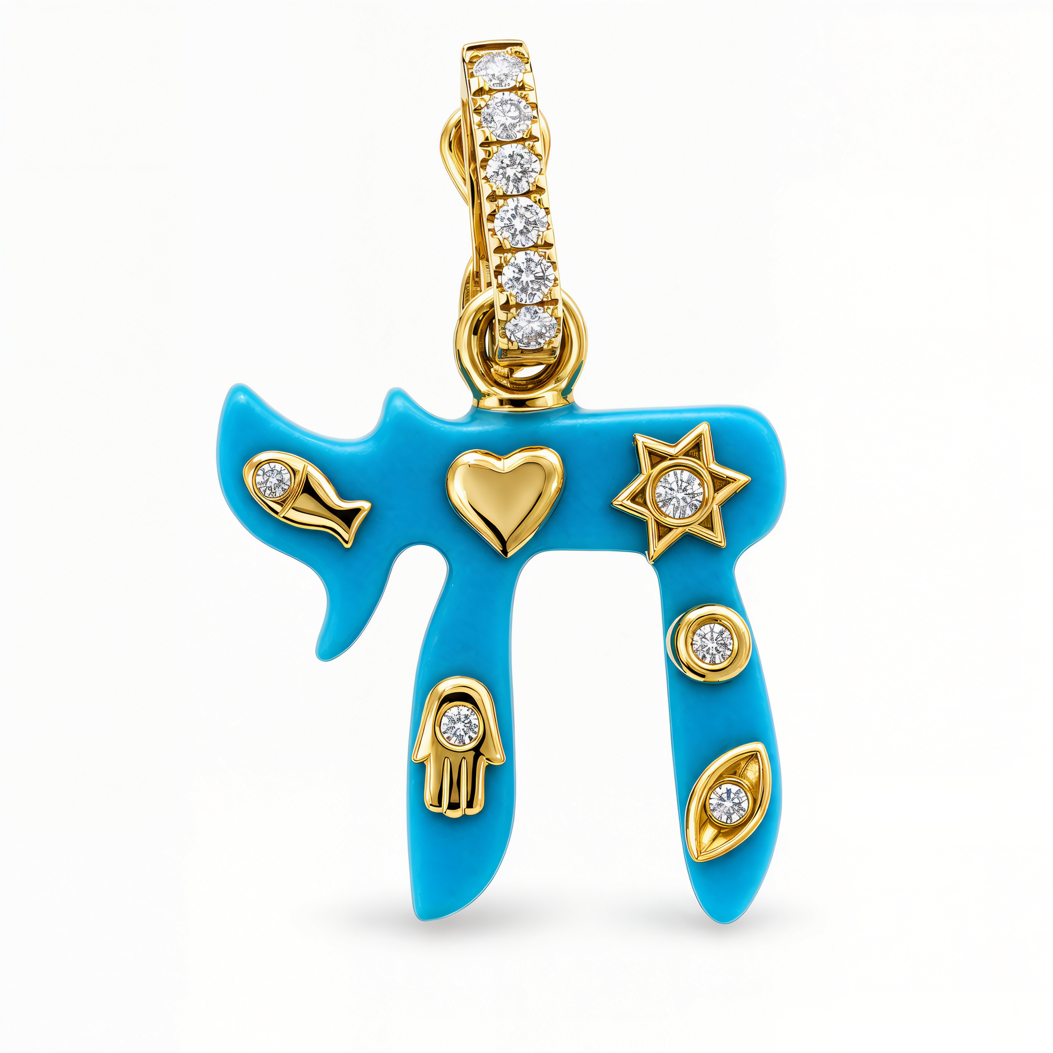 Jewish Charms Chai Gemstone Pendant ©