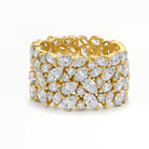 Wide Diamond Garland Band in 14k gold featuring clustered marquise, pear, and round diamonds.